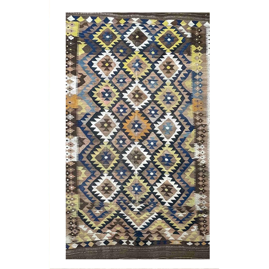 Amazing Afghani - Vintage Kilim Rug - Flatweave Tribal Carpet - 6'6" x 9'7" ft.