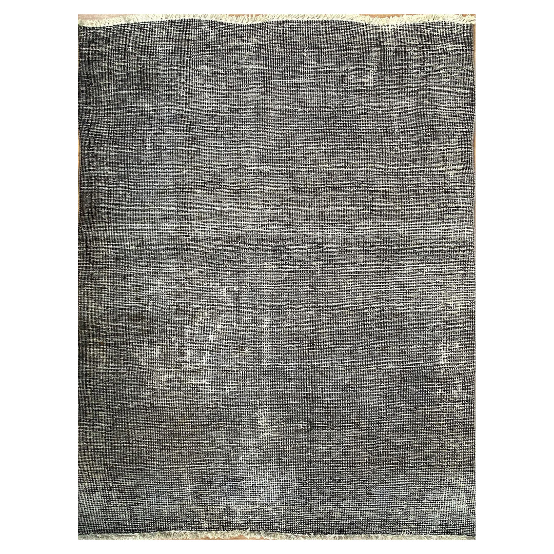 Vintage Overdyed Rug - Distressed Persian Tabriz in Gray - 3'5" x 4' ft.