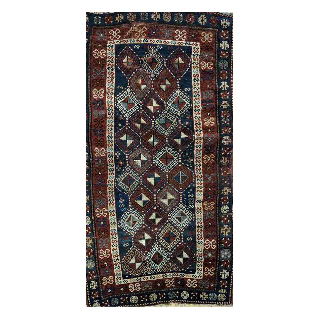 Classic Caucasian - 1900s Antique Kazak Runner - Tribal Oriental Rug - 3'6" x 6'4" ft