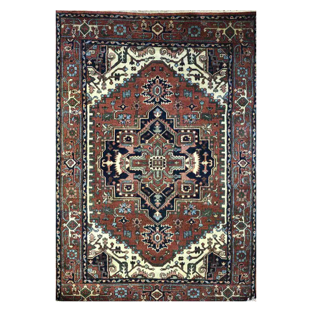 Intricate Indian - Heriz Serapi Design - Tribal Oriental Rug - 4' x 5'11" ft
