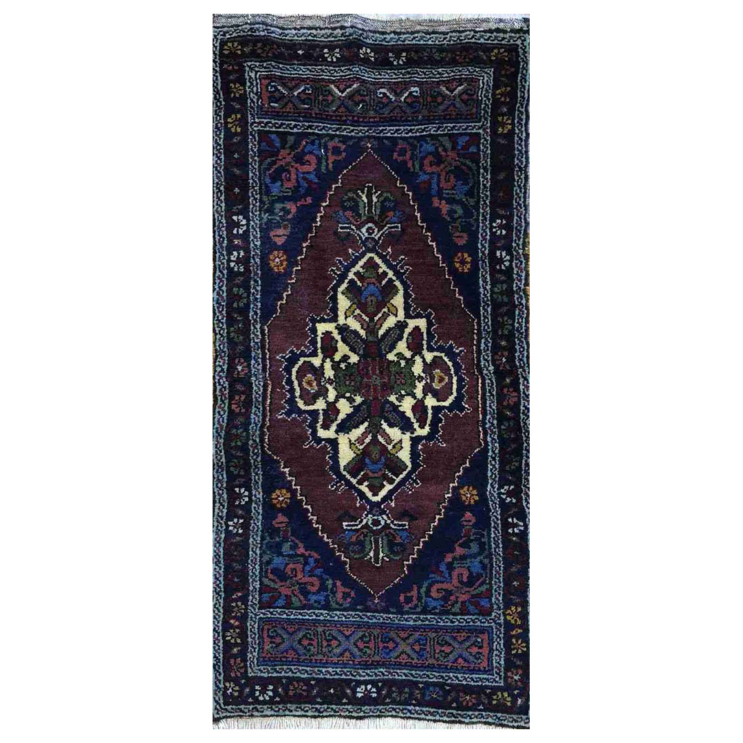 Youthful Yastik - 1930s Antique Turkish Rug - Tribal Oriental Carpet - 1'8" x 3'5" ft.