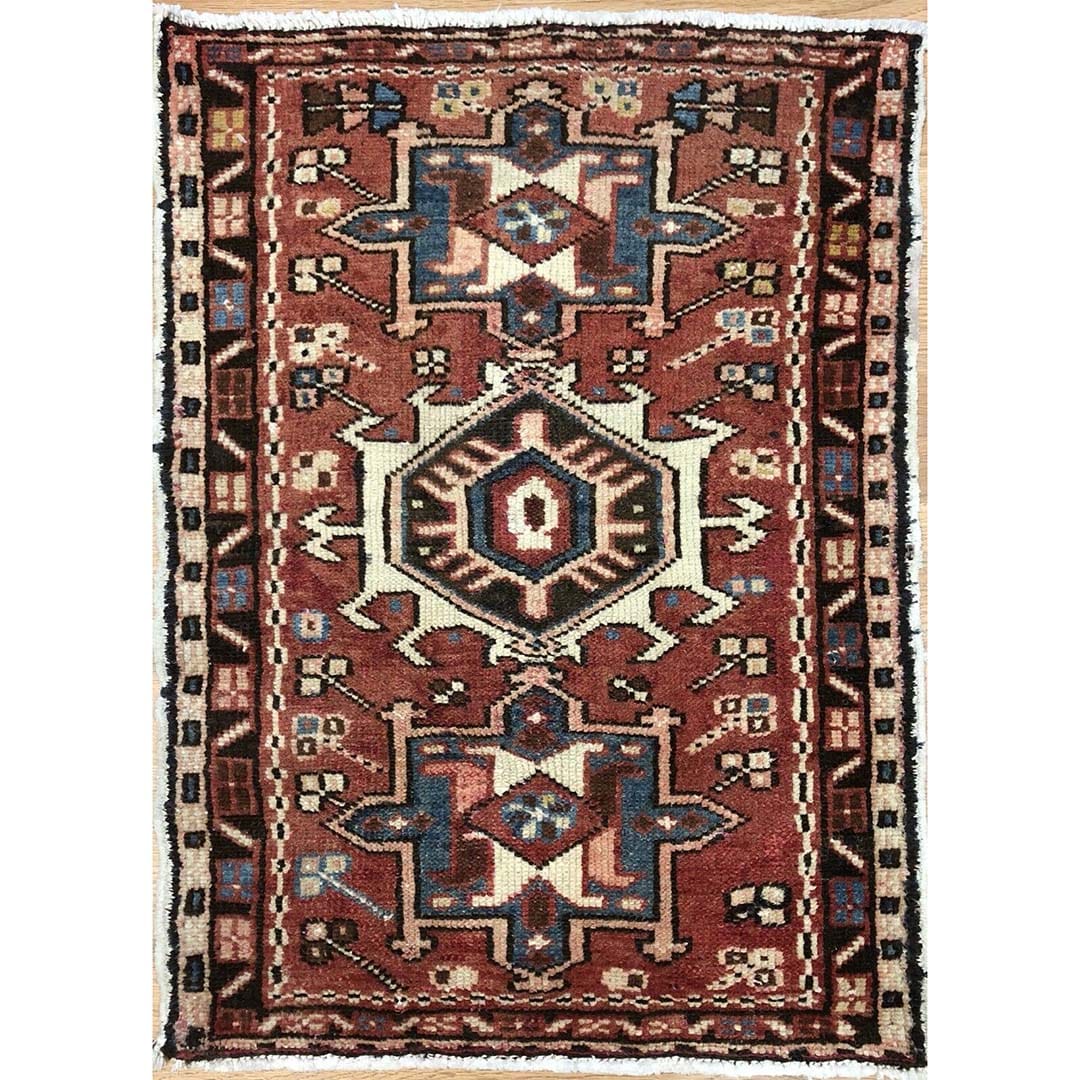Handsome Heriz - 1930s Antique Karaja Rug - Tribal Carpet - 1'10" x 2'7" ft