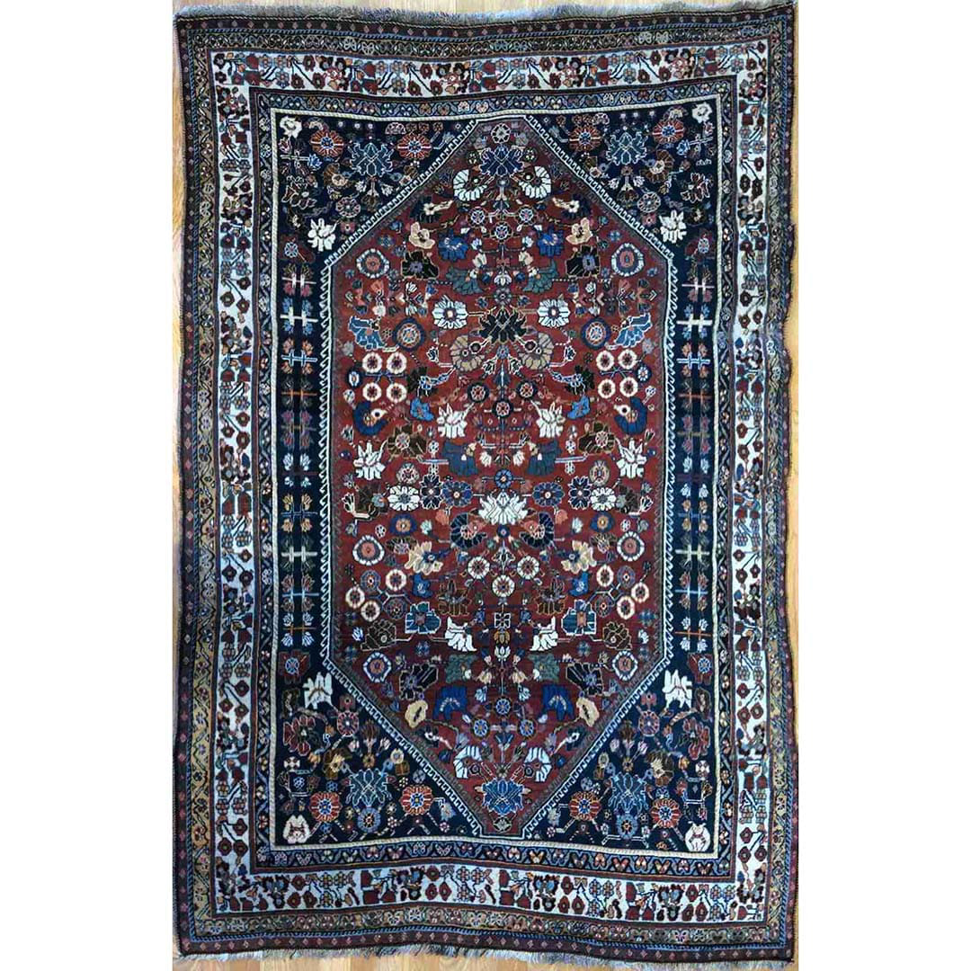 Quality Qashqai - 1910s Antique Persian Rug - Tribal Shiraz Carpet - 4'6" x 6'9" ft
