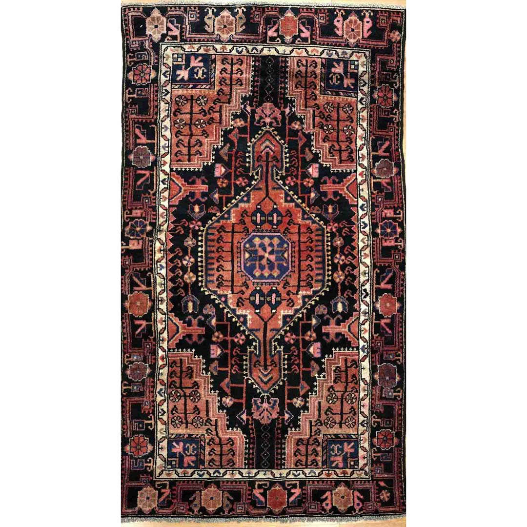 Handsome Hamadan - 1940s Antique Persian Rug - Tribal Carpet - 3'4" x 5'9" ft