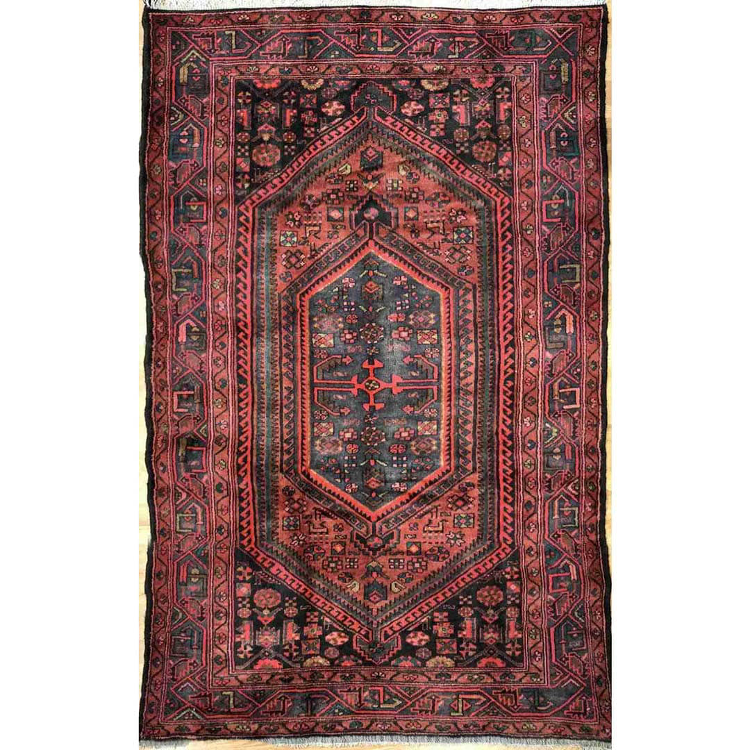 Handsome Hamadan - 1940s Antique Persian Rug - Tribal Carpet - 4'4" x 6'9" ft