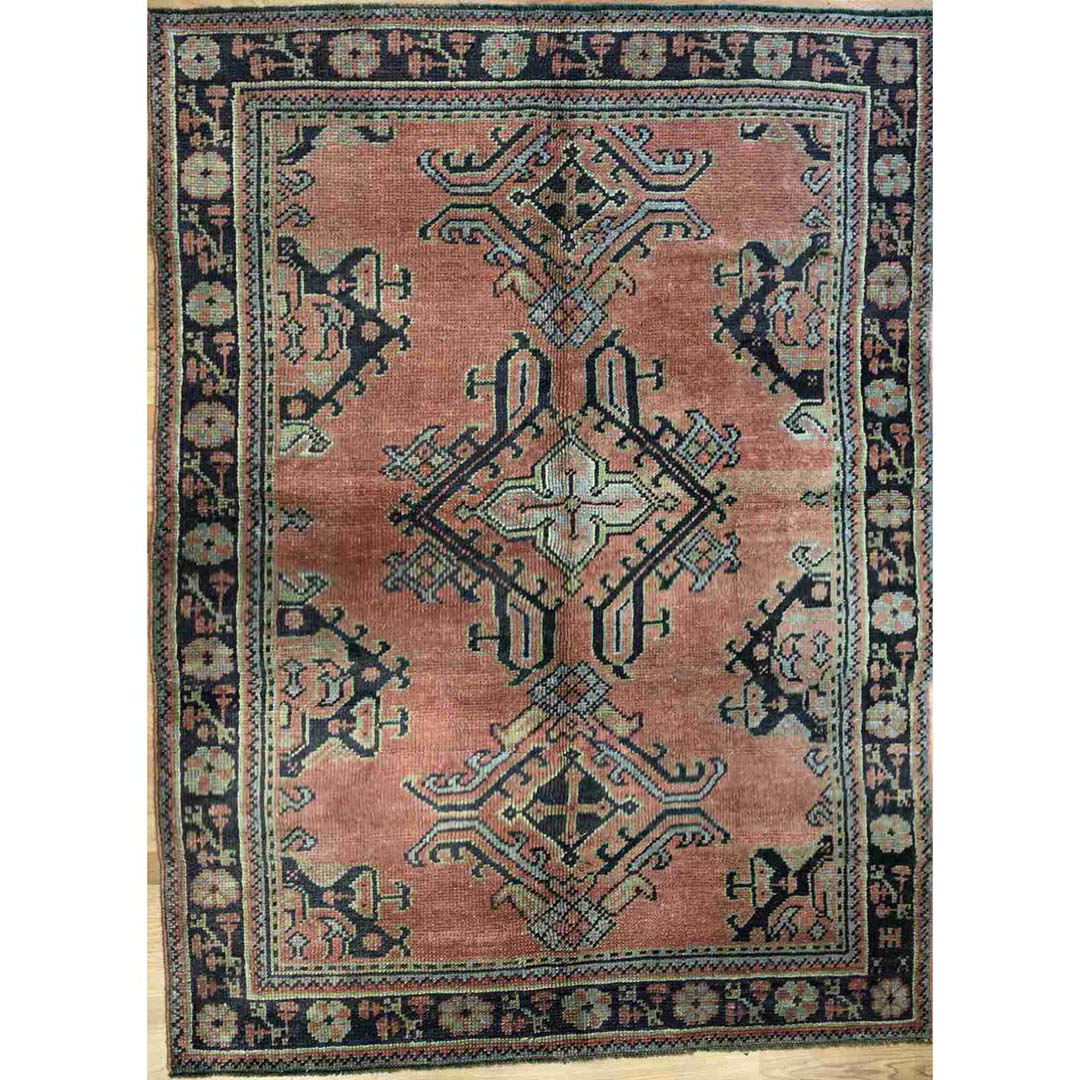 Tremendous Turkish - 1920s Antique Oushak Rug - Traditional Tribal 4'7" x 6'1" ft
