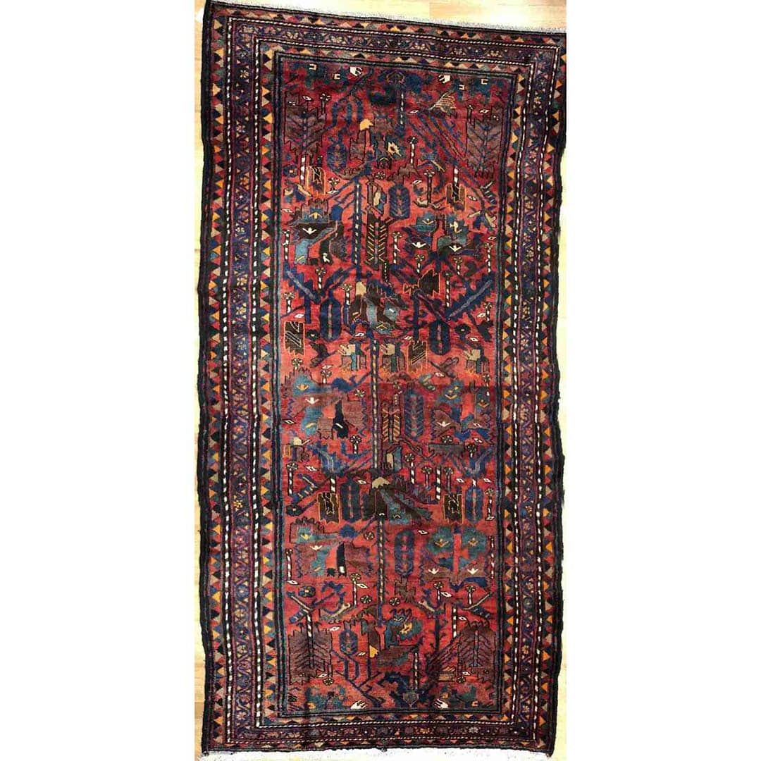 Handsome Hamadan - 1940s Antique Persian Rug - Tribal Carpet - 5' x 9'10 "ft