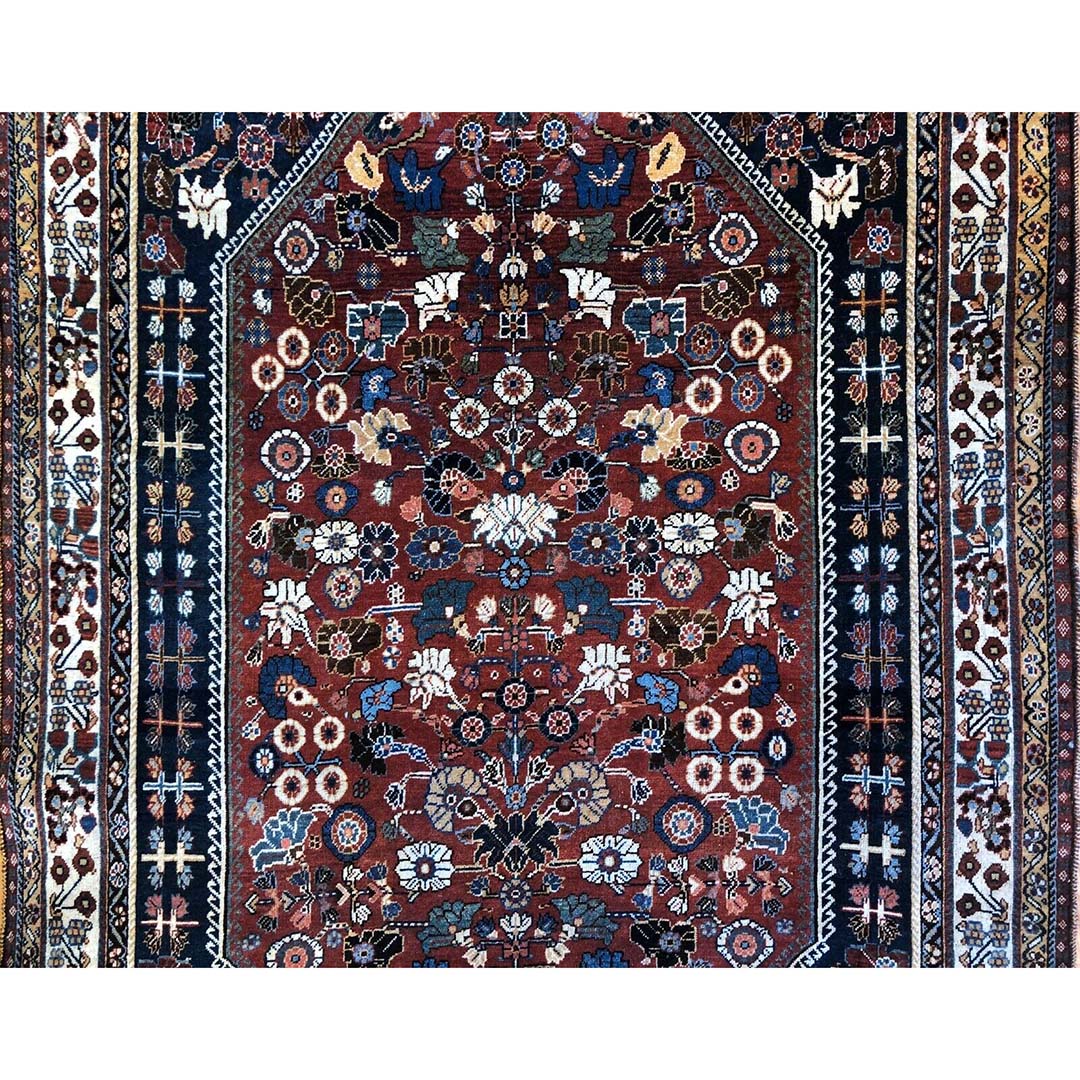 Quality Qashqai - 1910s Antique Persian Rug - Tribal Shiraz Carpet - 4'6" x 6'9" ft