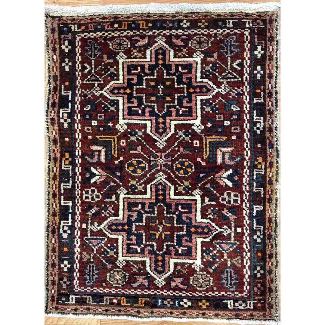 Handsome Heriz - 1930s Antique Persian Rug - Tribal Carpet - 2' x 2'8" ft