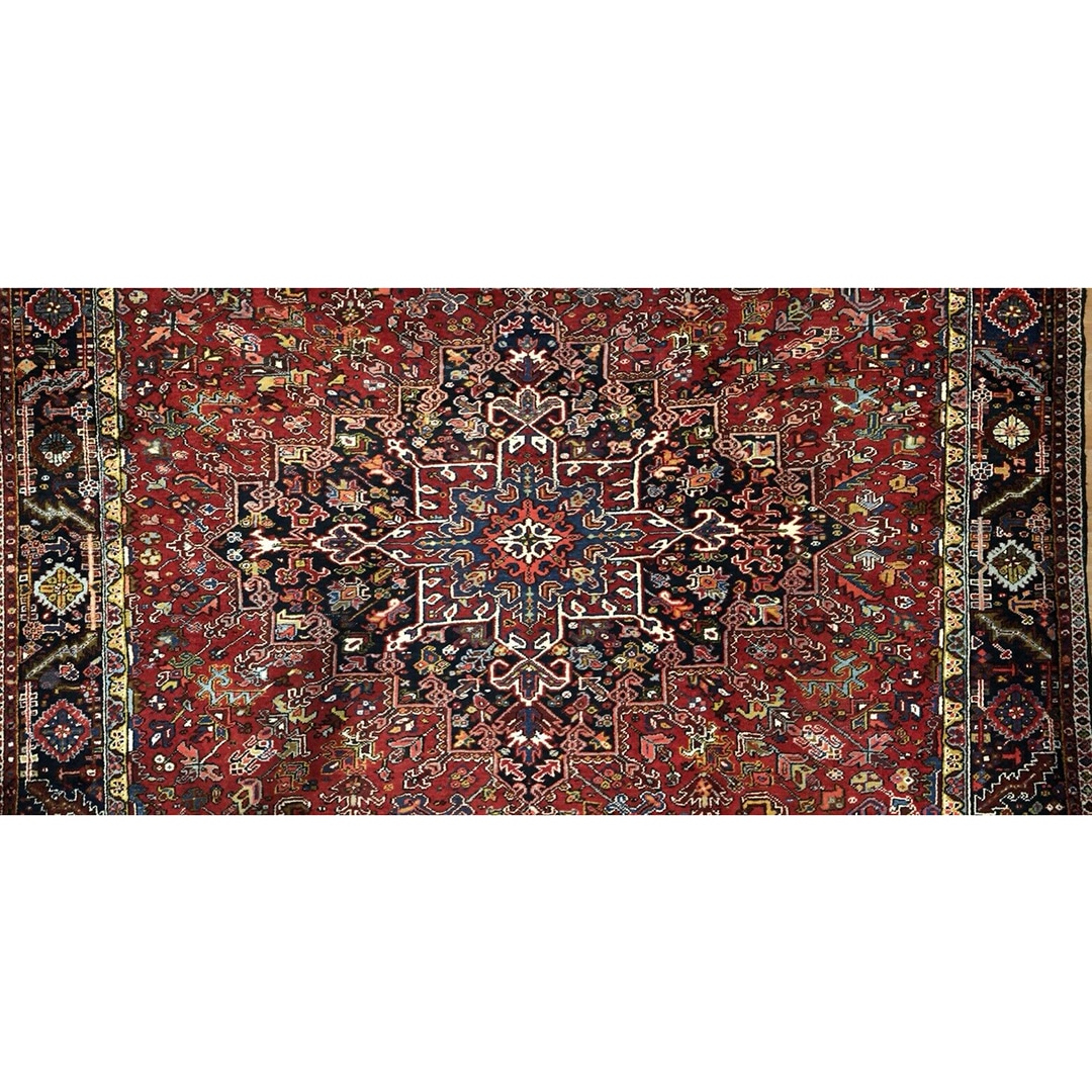 Handsome Heriz - 1960s Antique Persian Rug - Tribal Carpet - 10'9" x 14'6" ft