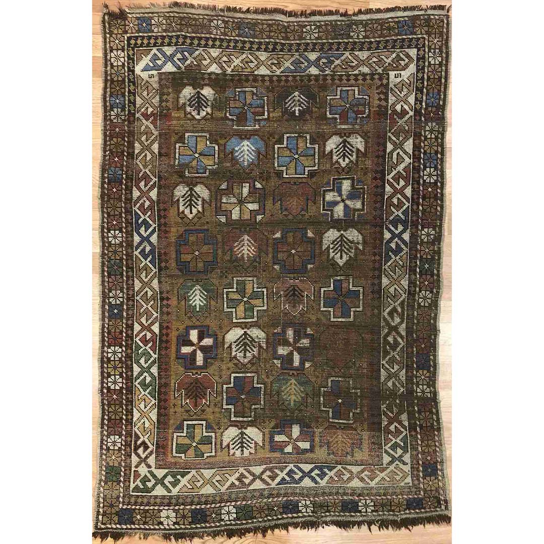 Classic Caucasian Carpet - 1980s Antique Tribal Rug - 3'3" x 4'10" ft.