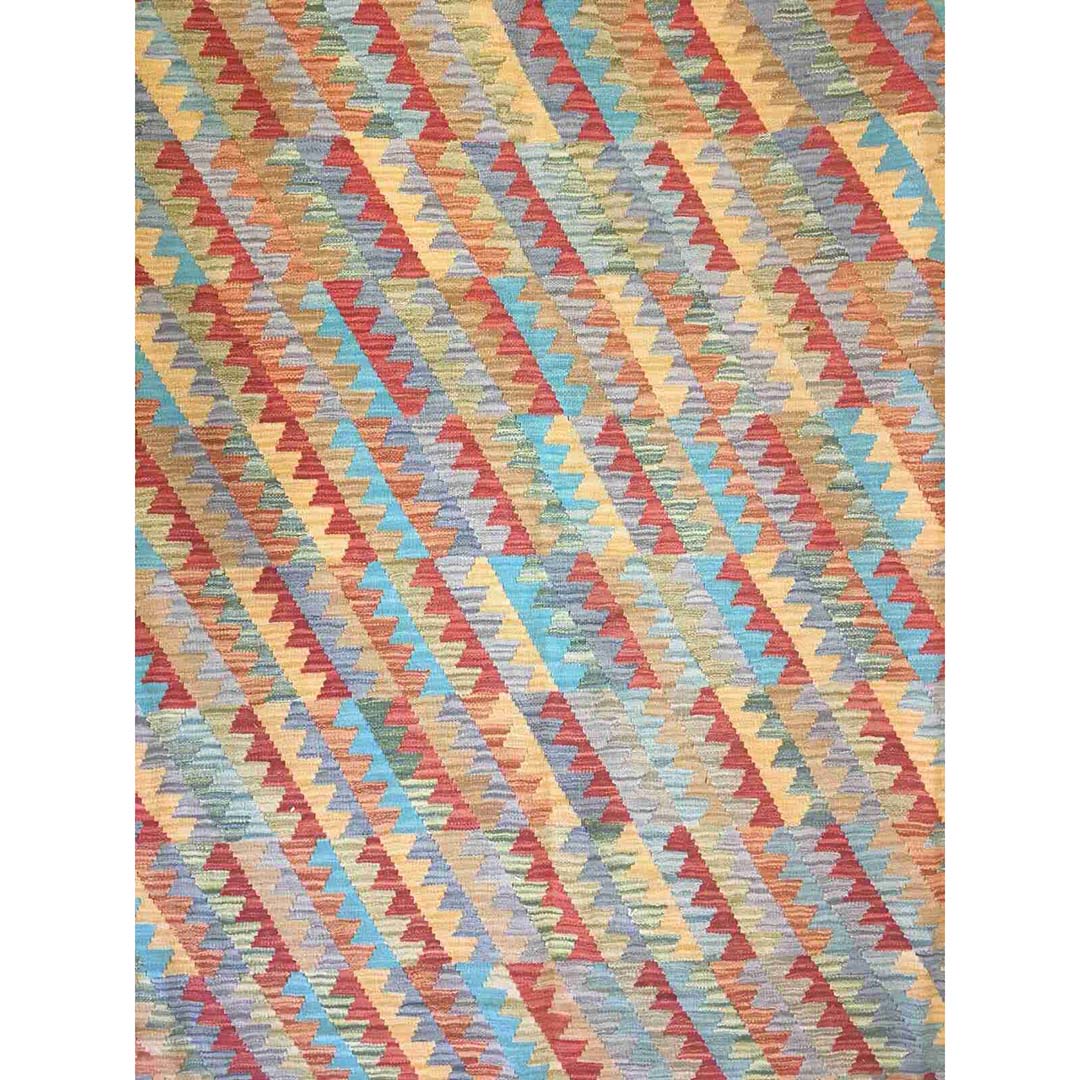 Crisp Colorful - New Kilim Rug - Flatweave Tribal Carpet - 6'9" x 9'10" ft.