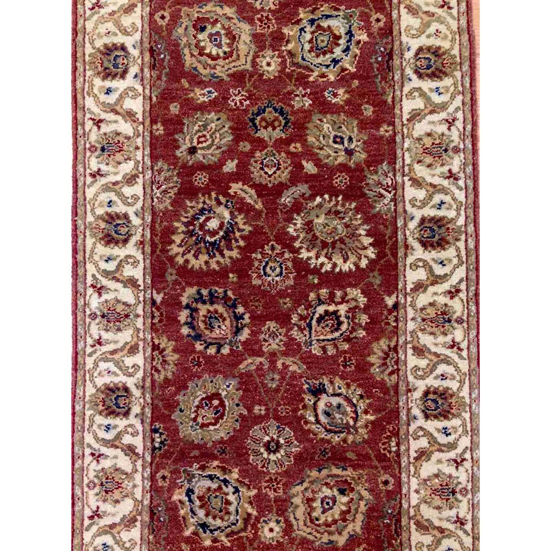 Amazing Agra - Red Floral Design Rug - Oriental Indian Runner - 2'6" x 10'6" ft.