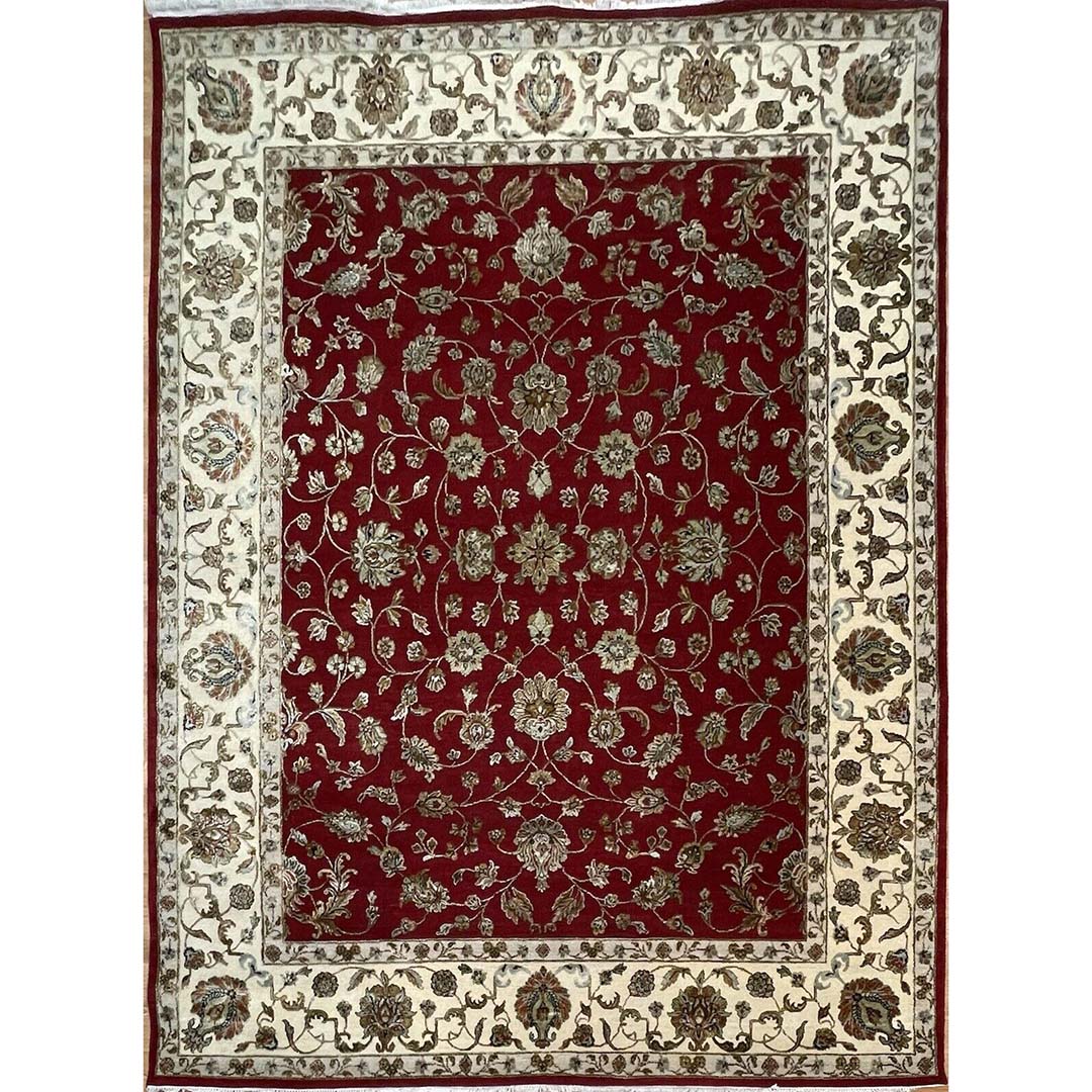 Fantastic Floral - Silk and Wool Oriental Rug - Handmade Carpet - 8' x 10' ft.
