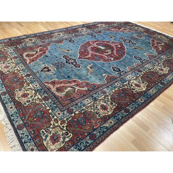 Sensational Simorgh 1930s Antique Persian Tabriz Rug Phoenix Design