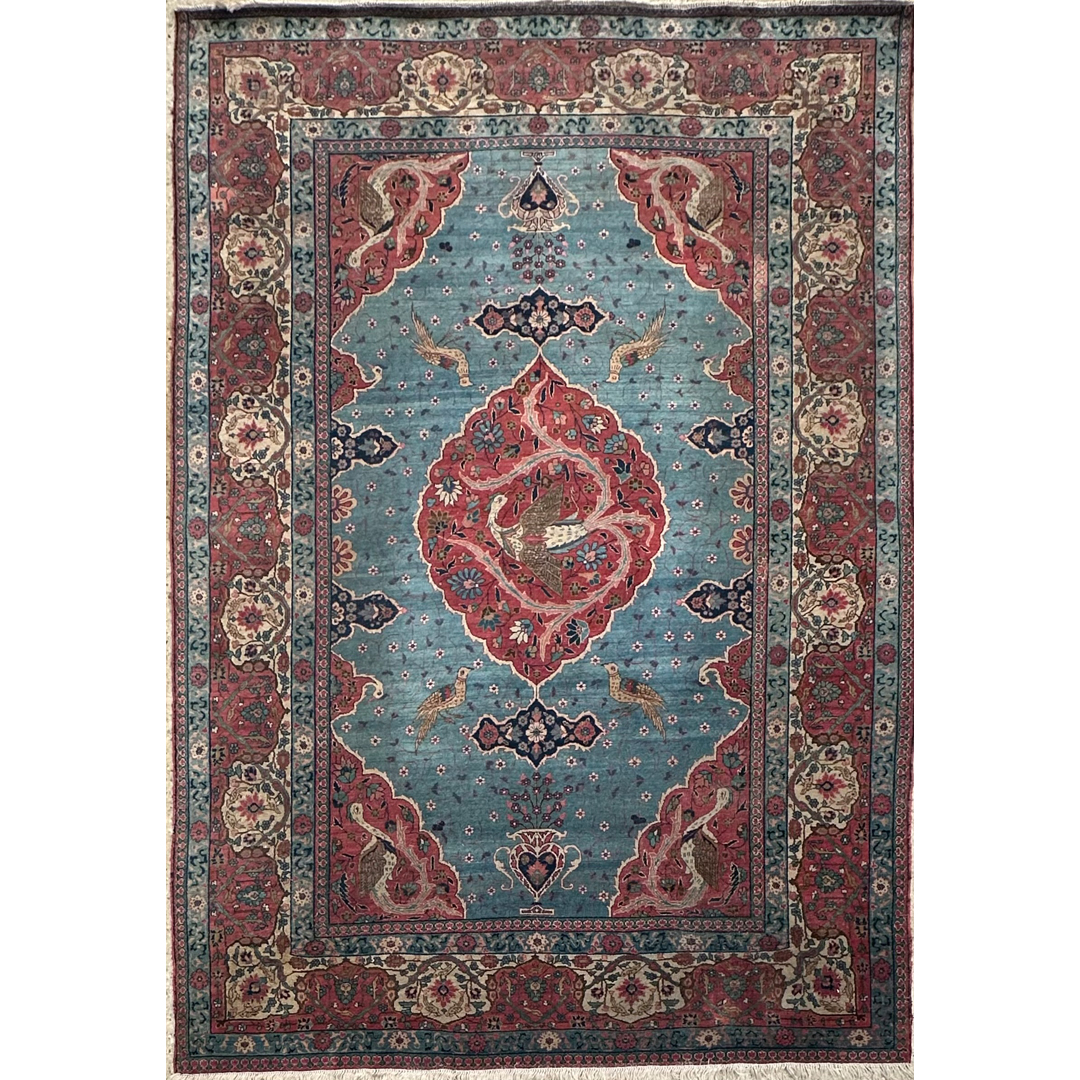 Sensational Simorgh - 1930s Antique Persian Tabriz Rug - Phoenix Design - 7'10" x 11'3" ft