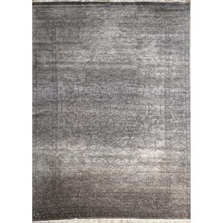 Distressed Charcoal Tabriz - Black and Gray Vintage Style Indian Rug - 9' x 12' ft.