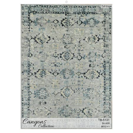 Silver/Blue Oushak Rug - Hand-knotted Wool Carpet - 9' x 12' ft.