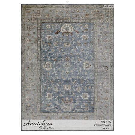 Sophisticated Oushak - Blue and Gray Wool Rug - 10' x 13'6" ft.