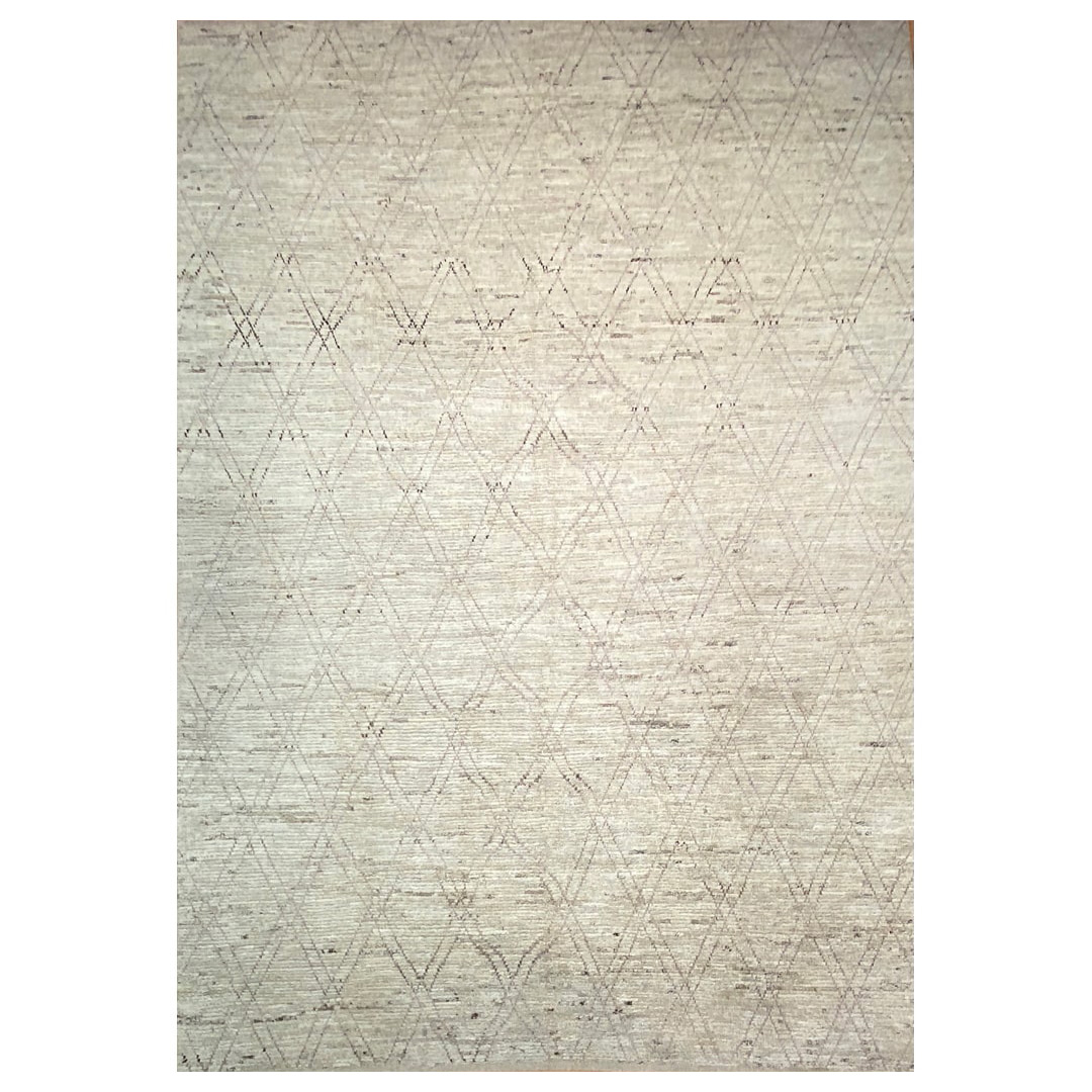 Modern Morroccan Afganistan - Morrocoan Ivory Wool - 7'9'' x 11'3'' ft.