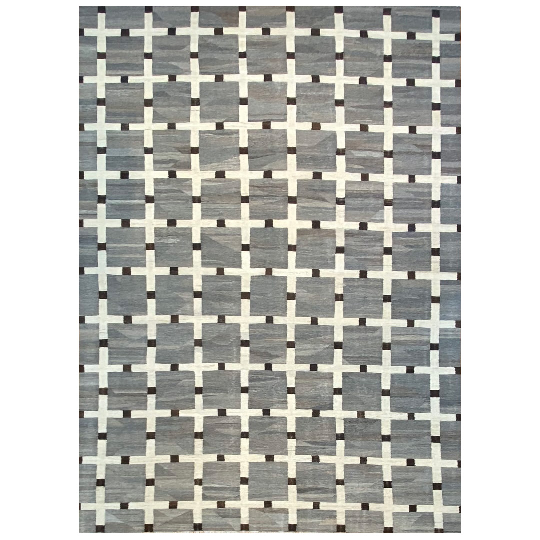 Modern Kilim Afganistan Modern Grey Flat-Weave - 8'10'' x 12'4'' ft.