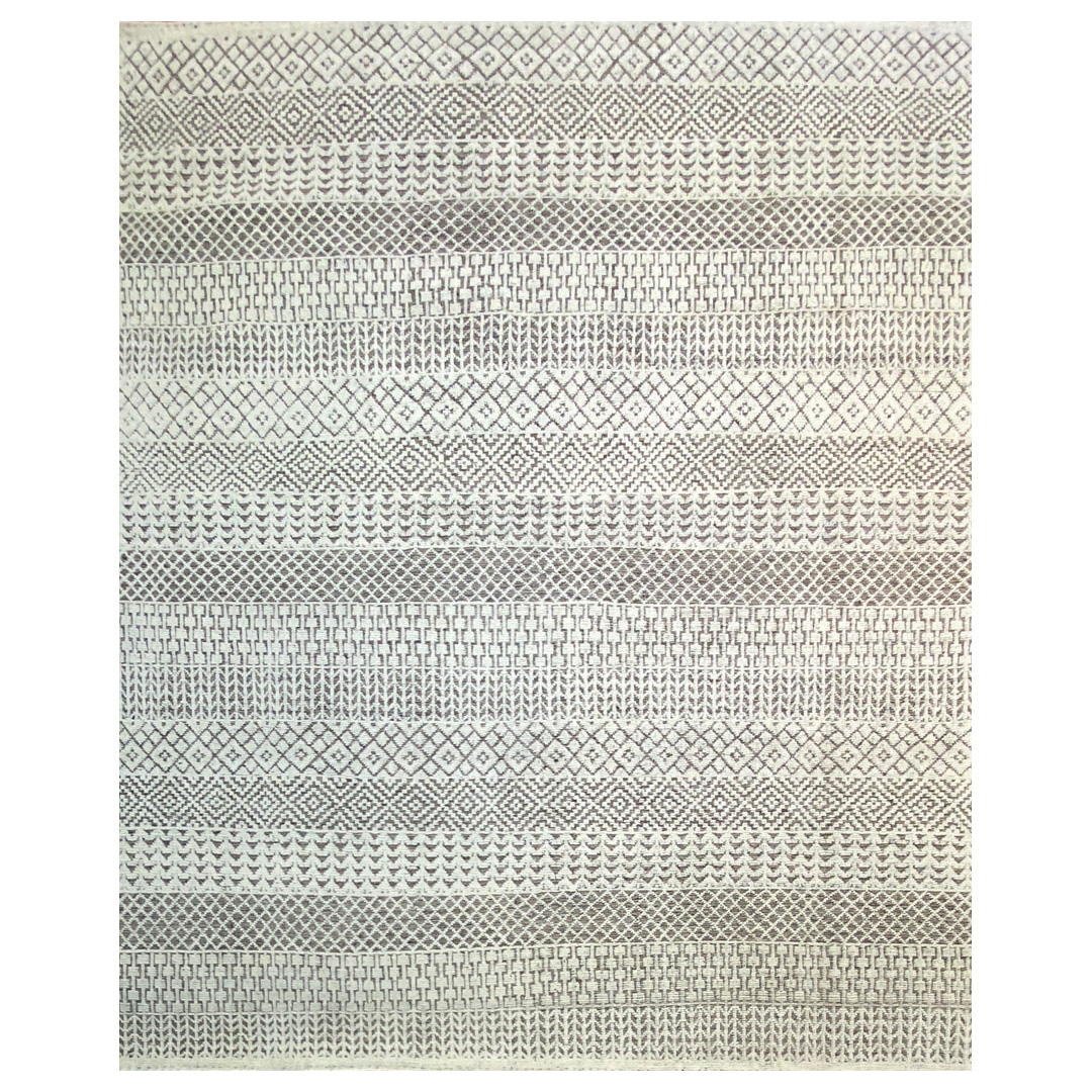 Fine High-Low Pile Modern Grass Wool Indian Rug - 8' x 9'9'' ft.