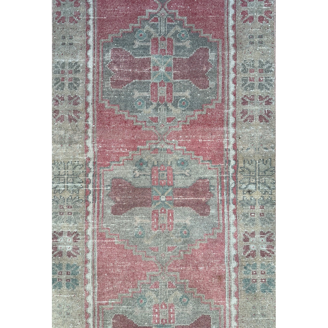 Vintage Rose Oushak Runner - Hand-knotted Wool Runner Rug - 2'9" x 9' ft.