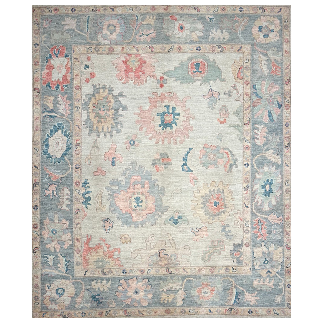 Soft Pastel Oushak - Hand-knotted Afghan Wool Rug - 8' x 10' ft.