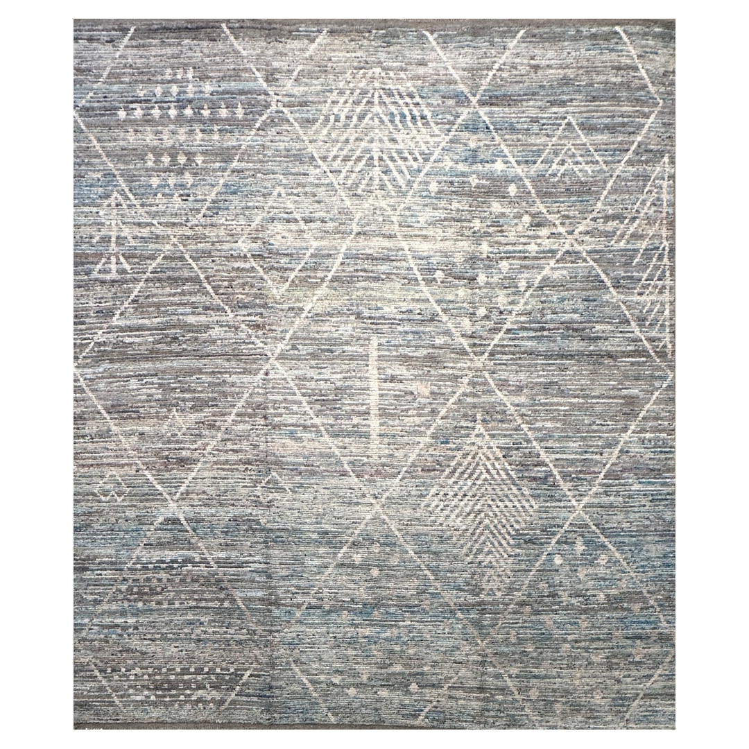 Taupe Tribal Moroccan Rug - Hand-knotted Afghan Wool Rug - 8'7" x 10' ft.