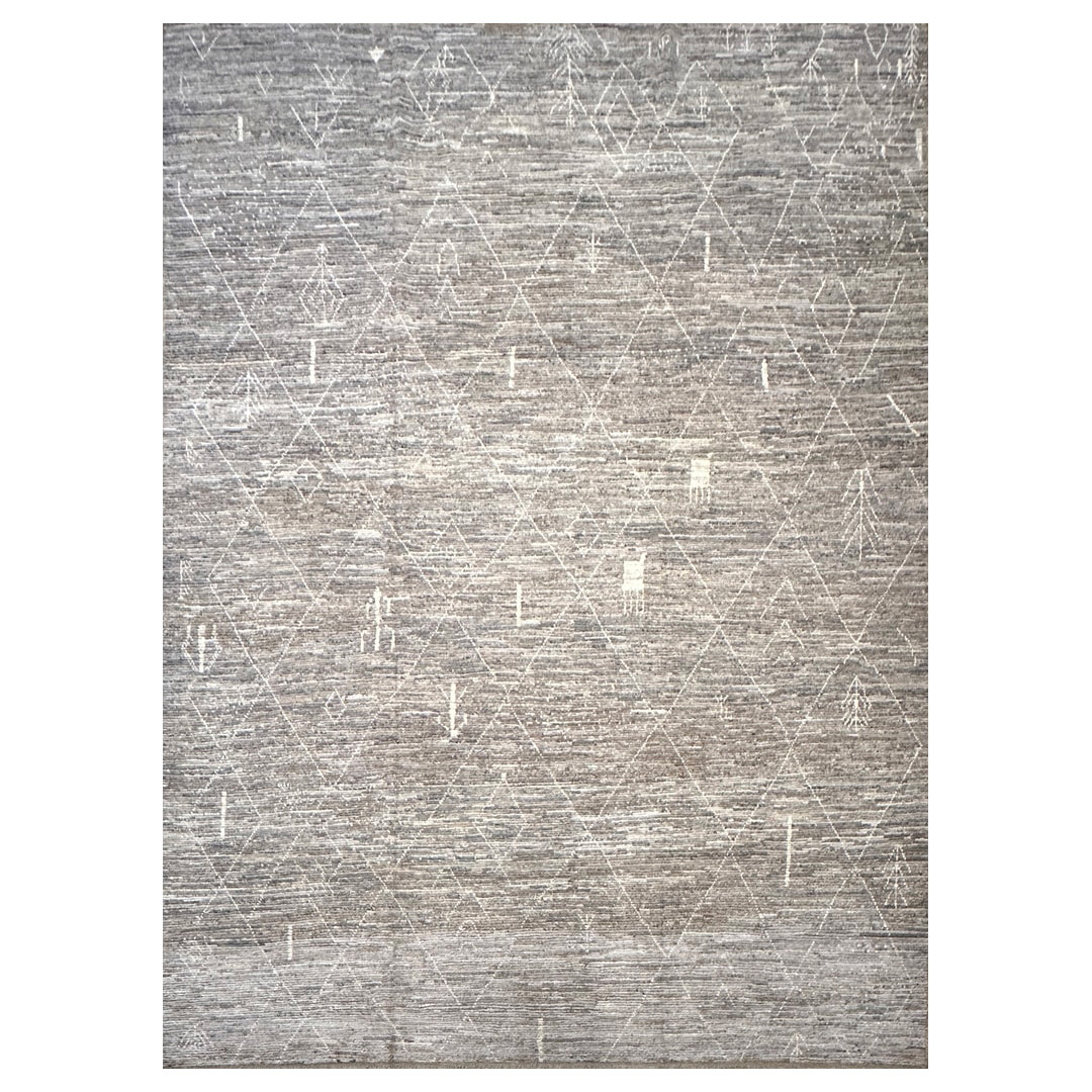 Modern Taupe Moroccan Rug - Hand-knotted Afghan Wool  - 10'4" x 13'10" ft.