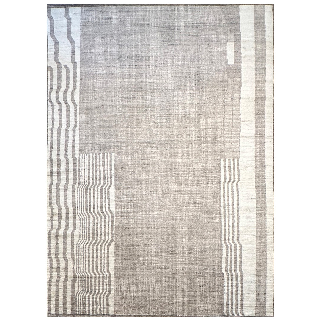 Modern Taupe Moroccan Rug - Hand-knotted Wool Carpet - 10' x 14' ft.