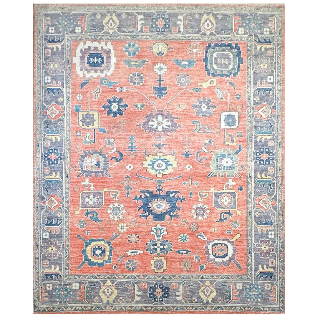 Bold Orange Oushak - Hand-knotted Afghan Wool Rug - 8' x 10' ft.