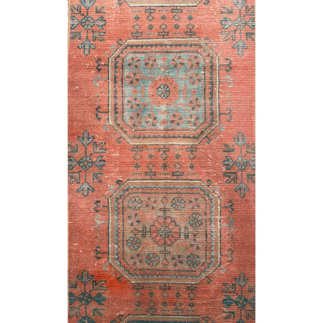 Scarlet Red Oushak Runner - Vintage Hand-knotted Turkish Rug - 2'6" x 11'3" ft.