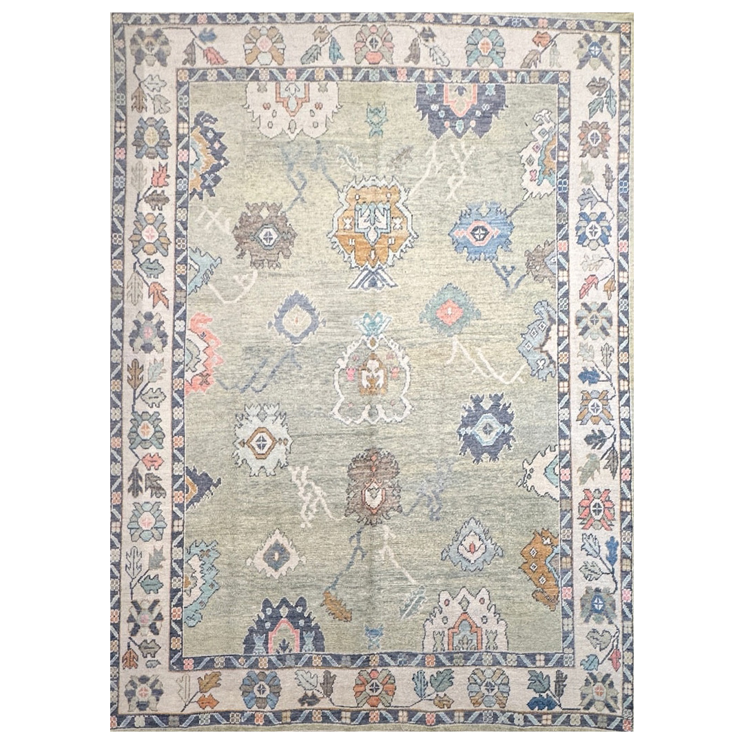 Oushak Green Rug - 9' x 12'4" ft.