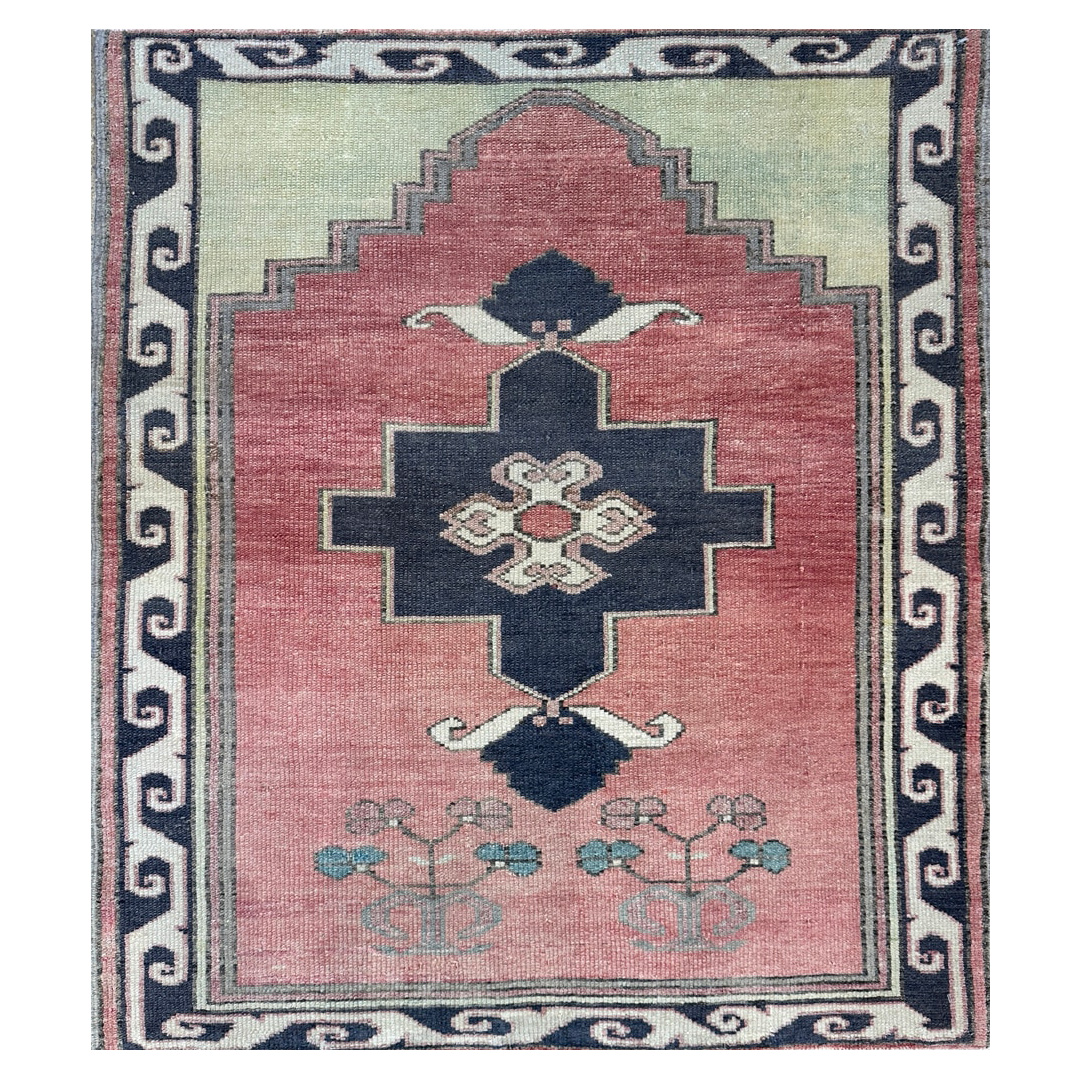 Vintage Rust Oushak Rug - 3'1" x 3'6" ft.