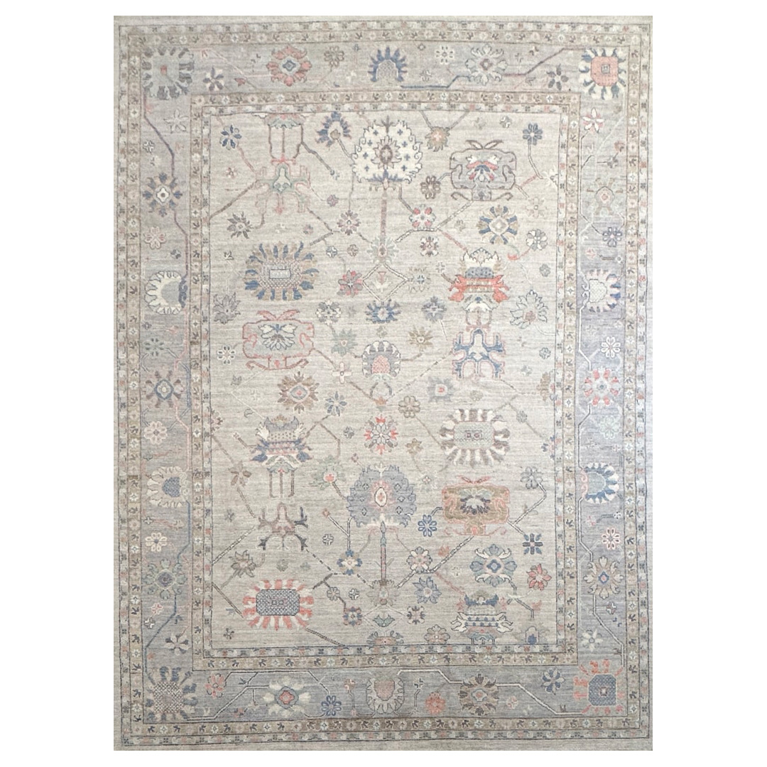 Ivory AFG Oushak Rug - 8'11" x 11'9" ft.