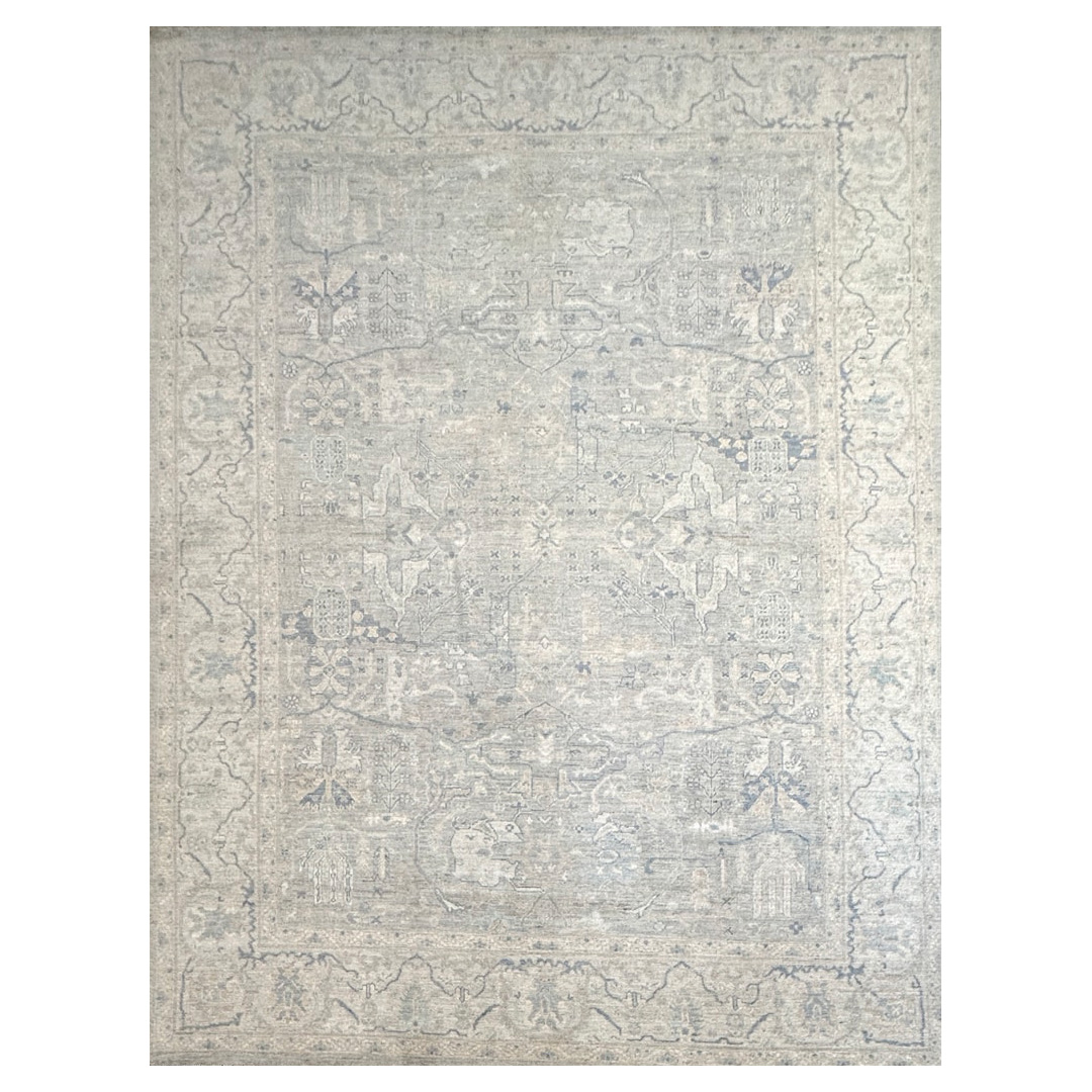 Light Green AFG Oushak Rug - 9' x 11'11" ft.