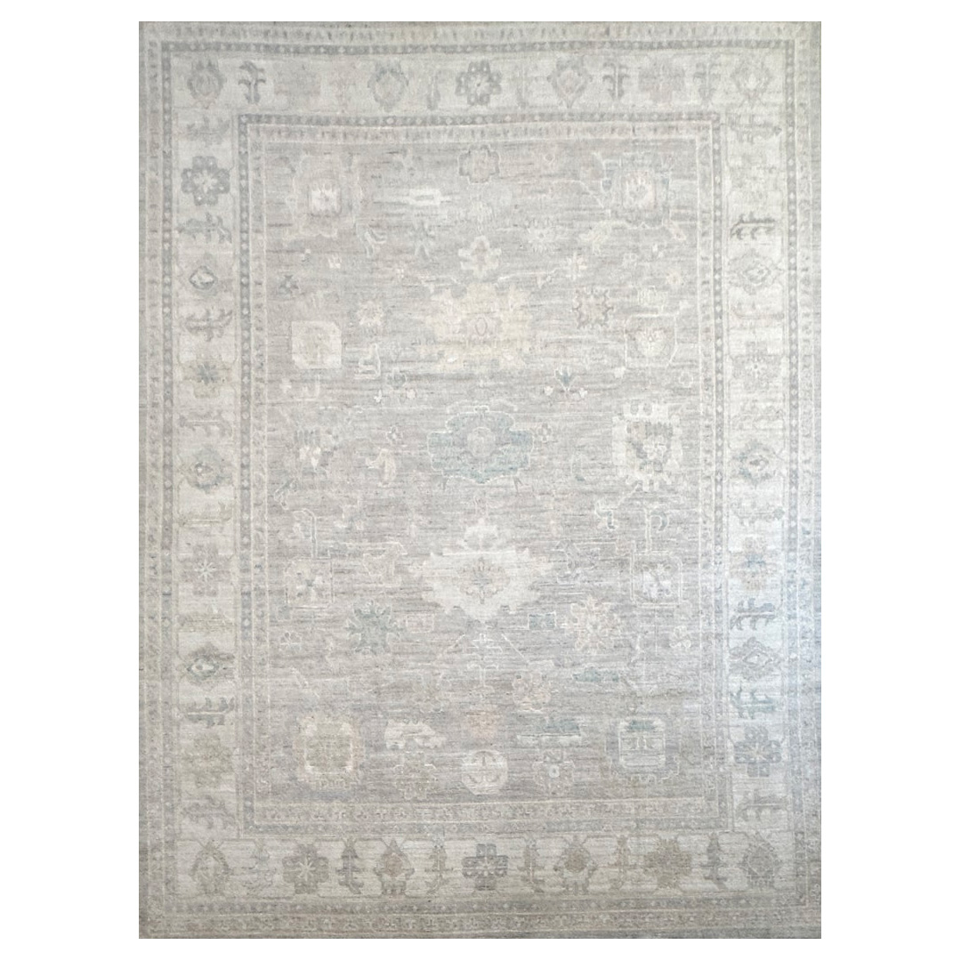 Grey AFG Oushak Rug - 8'10" x 11'11" ft.