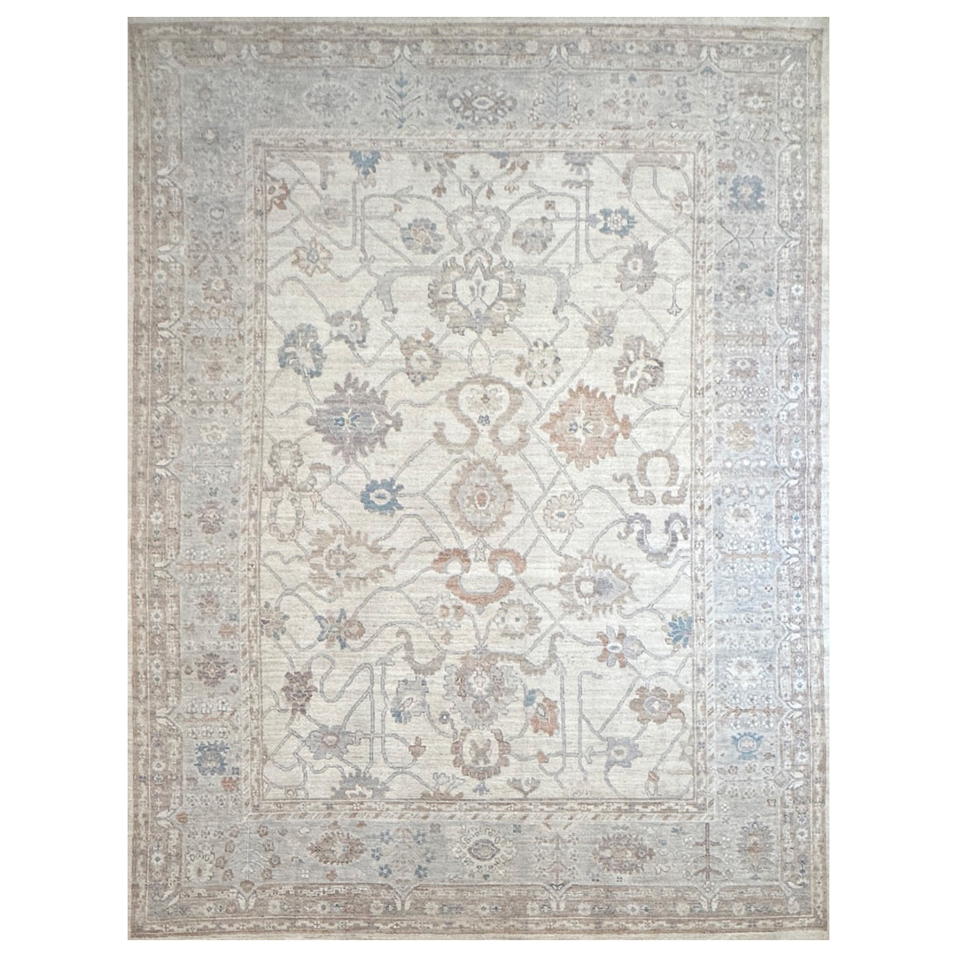 Silver AFG Oushak Rug - 8'10" x 11'9" ft.
