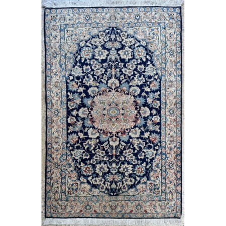 Blue Floral Design, Traditional Esfahan Rug - 3'3 x 5'1 ft.