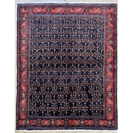 Blue Floral Design, Traditional Sanneh Rug - 4' x 5'2'' ft.