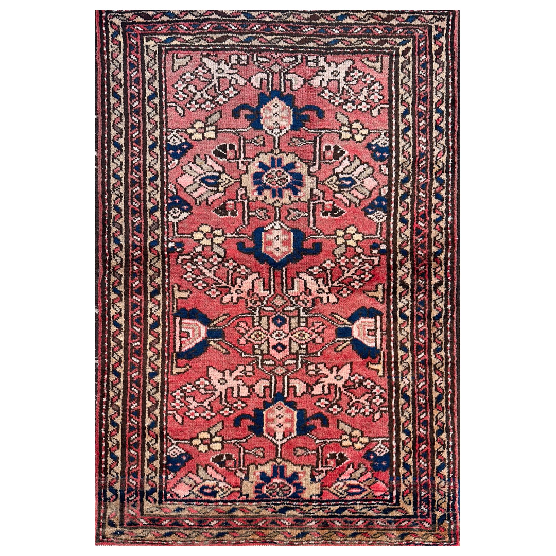 Rose Floral Design, Traditional Hamadan Rug - 3'3" x 5' ft.
