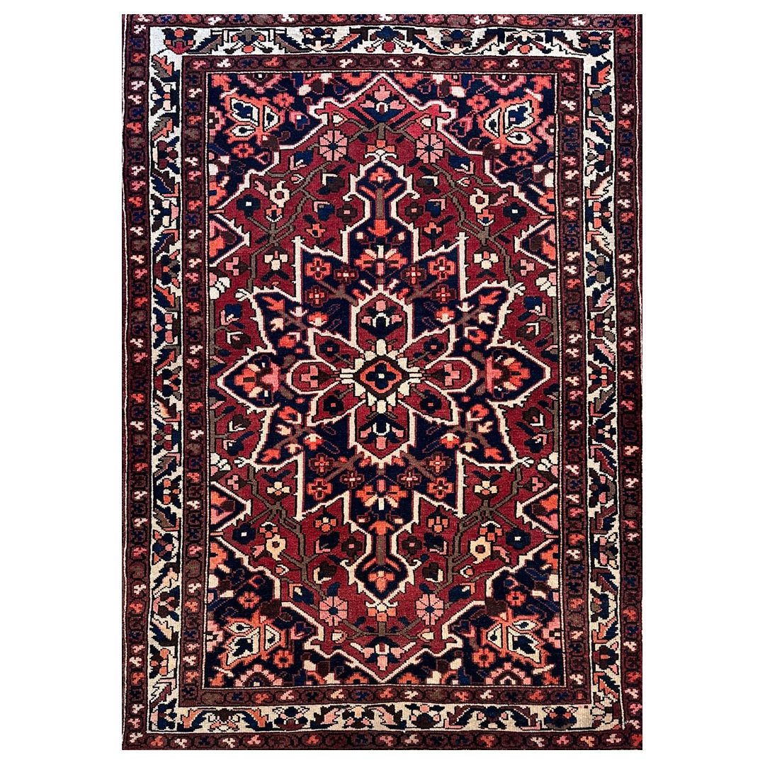 Red Geometric Design, Traditional Bakhtiari Rug - 4'9'' x 7'' ft.