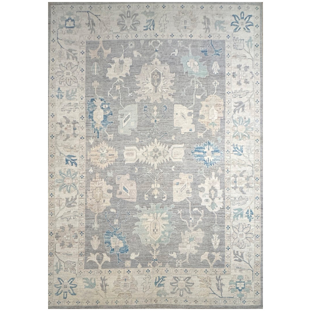 Muted Oushak Rug - Fine Afghan Wool Rug - 9'9" x 13'11" ft.