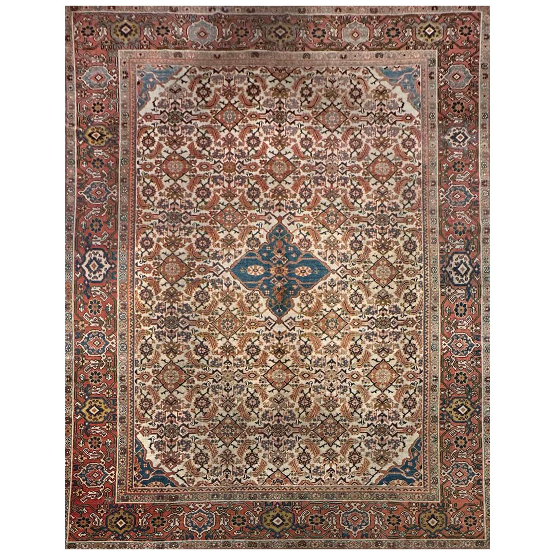Marvelous Mahal - 1900s Antique Persian Sultanabad Rug - 8'11'' x 11'4'' ft.