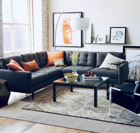 dark gray couch rug