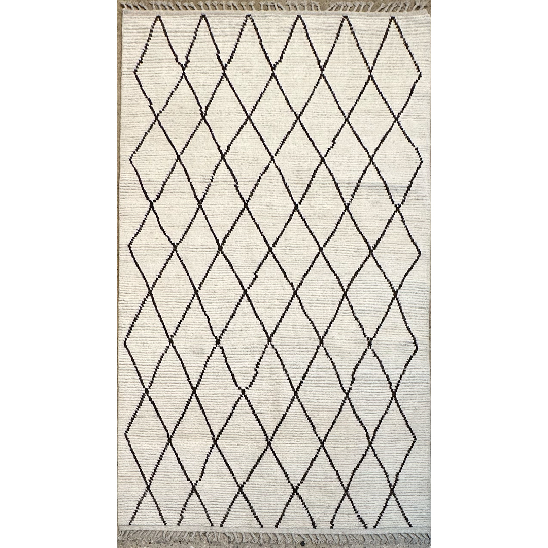 Beni Ourain Moroccan-Style Rug - Hand-knotted Afghan Wool Rug - 5'4" x 9' FT.