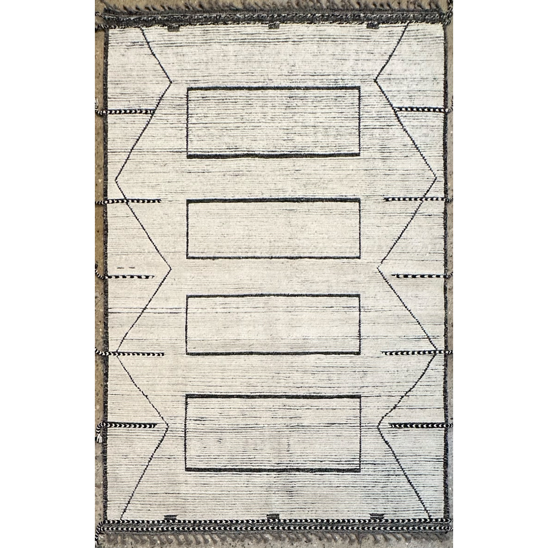 Modern Geometric Moroccan-Style Rug - Hand-knotted Afghan Wool Rug - 5'7" X 8'9" ft.