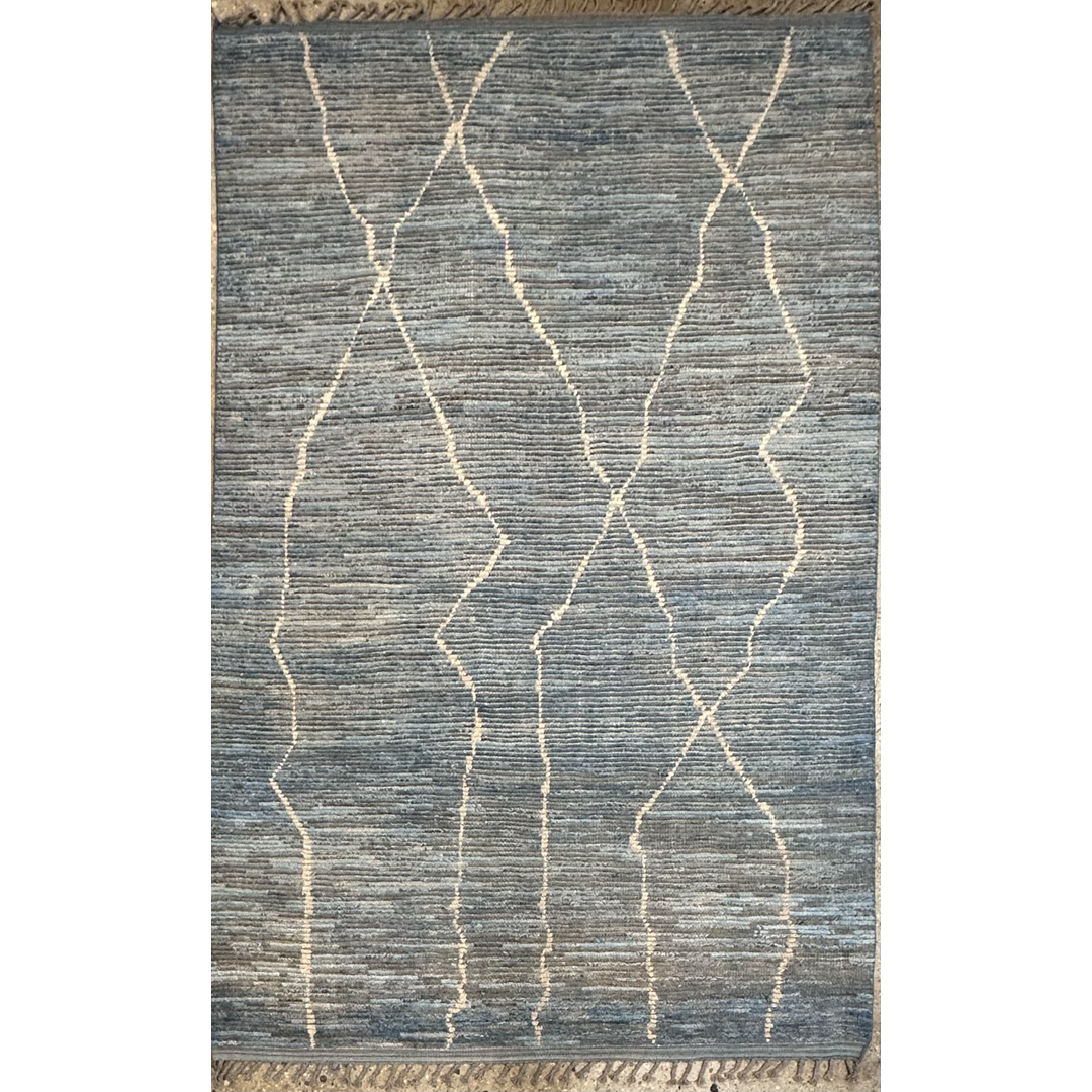 Blue Tribal Moroccan-Style Rug - Hand-knotted Afghan Wool Rug - 6'2" X 10'