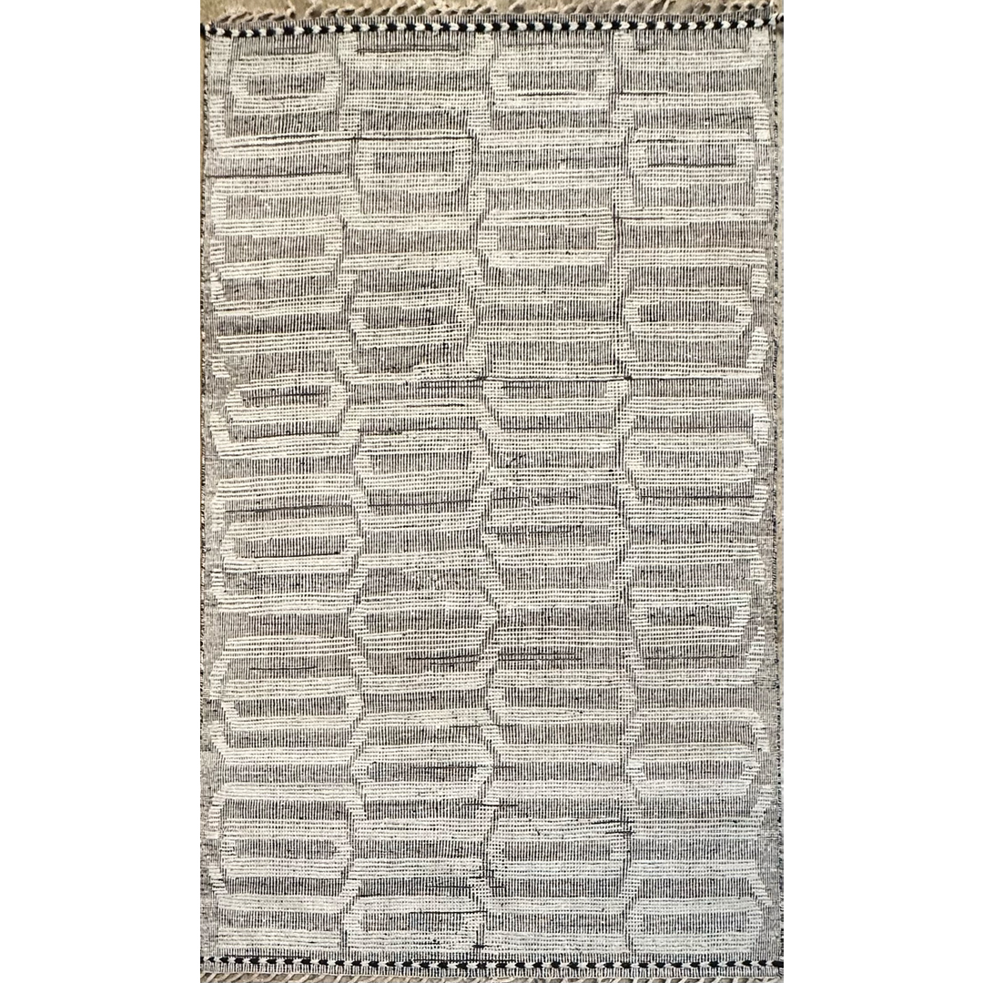 Modern Gray Moroccan-Style Rug - Hand-knotted Afghan Wool Carpet - 5' x 8'9" ft.